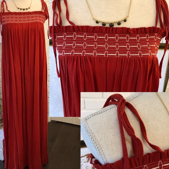 Orange Embroidered Maxi Dress - Picture 2 of 3